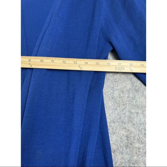 Christopher & Banks Cardigan Sweater Women's Large Blue Ribbed Hem Open Front - Picture 6 of 6